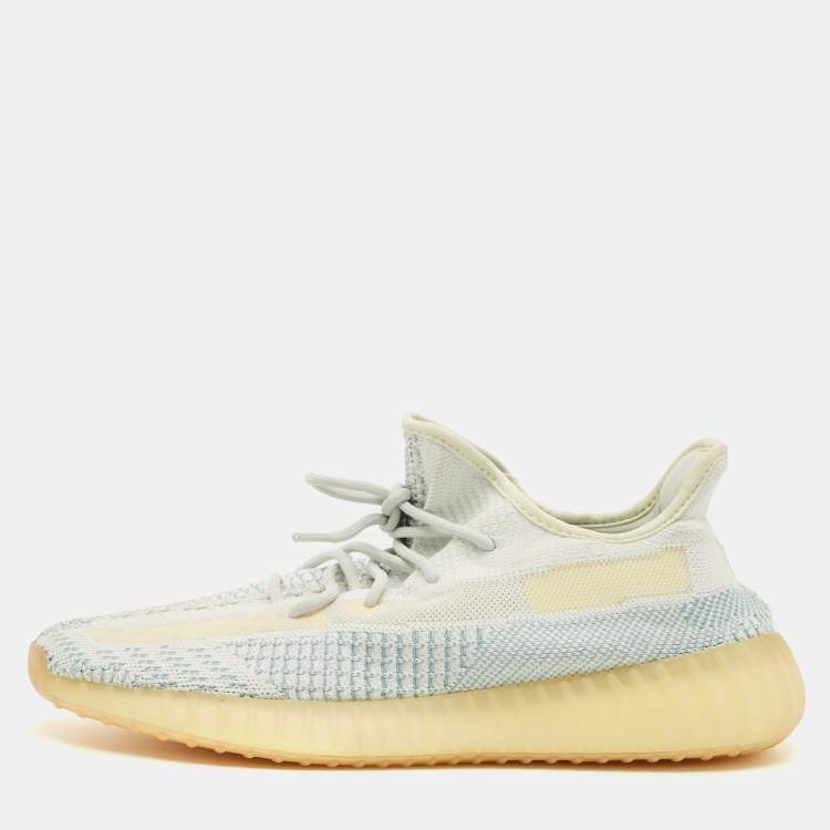 Pre Owned Yeezy x Adidas 350 V2 Size 46 White Knit Fabric Low Top Sneakers