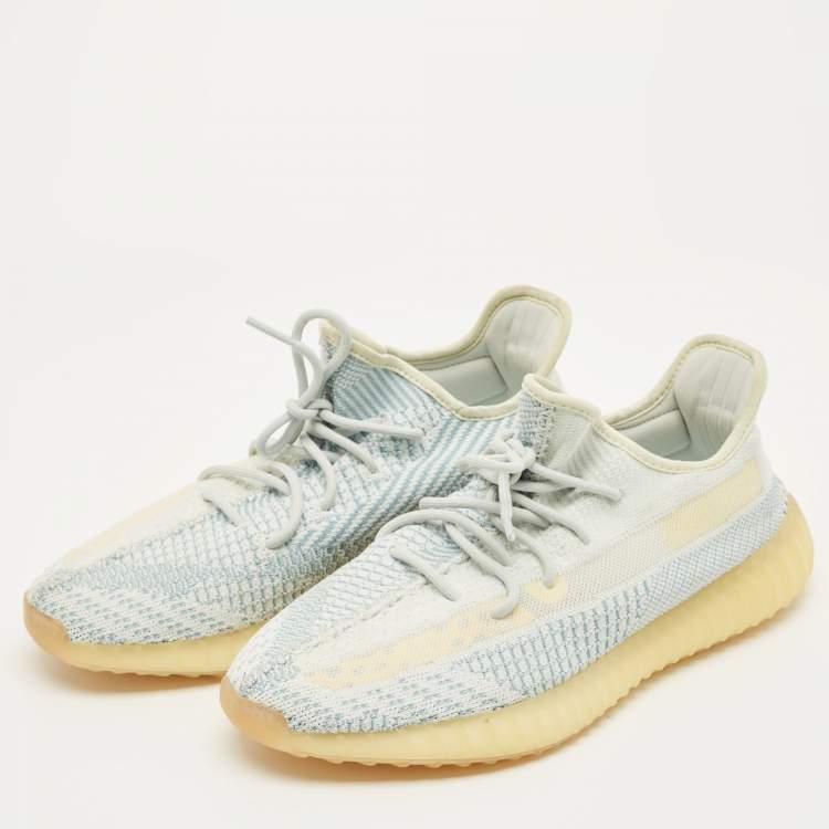 Pre Owned Yeezy x Adidas 350 V2 Size 46 White Knit Fabric Low Top Sneakers