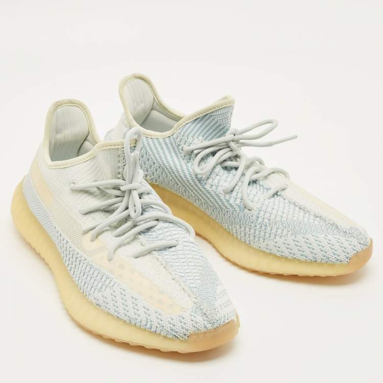 Pre Owned Yeezy x Adidas 350 V2 Size 46 White Knit Fabric Low Top Sneakers