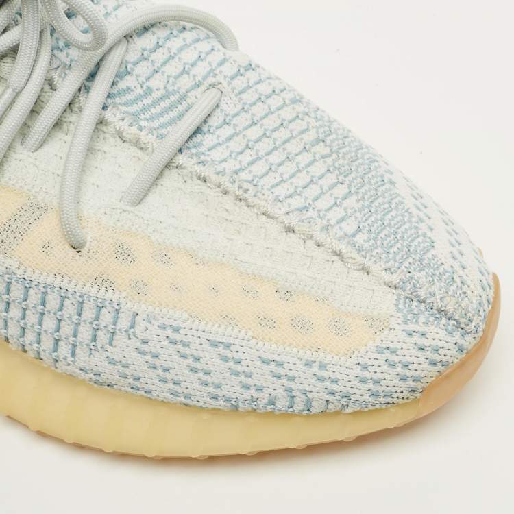 Pre Owned Yeezy x Adidas 350 V2 Size 46 White Knit Fabric Low Top Sneakers