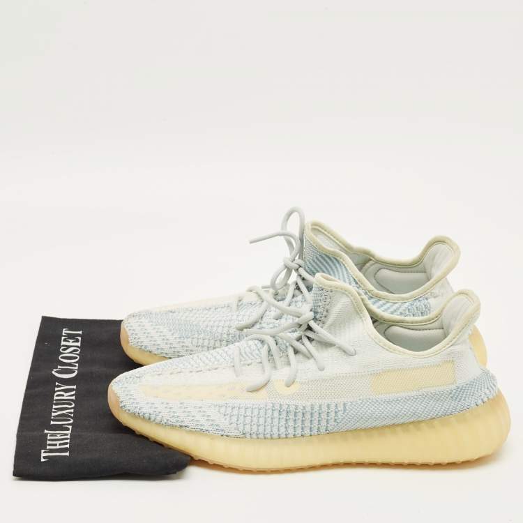 Pre Owned Yeezy x Adidas 350 V2 Size 46 White Knit Fabric Low Top Sneakers