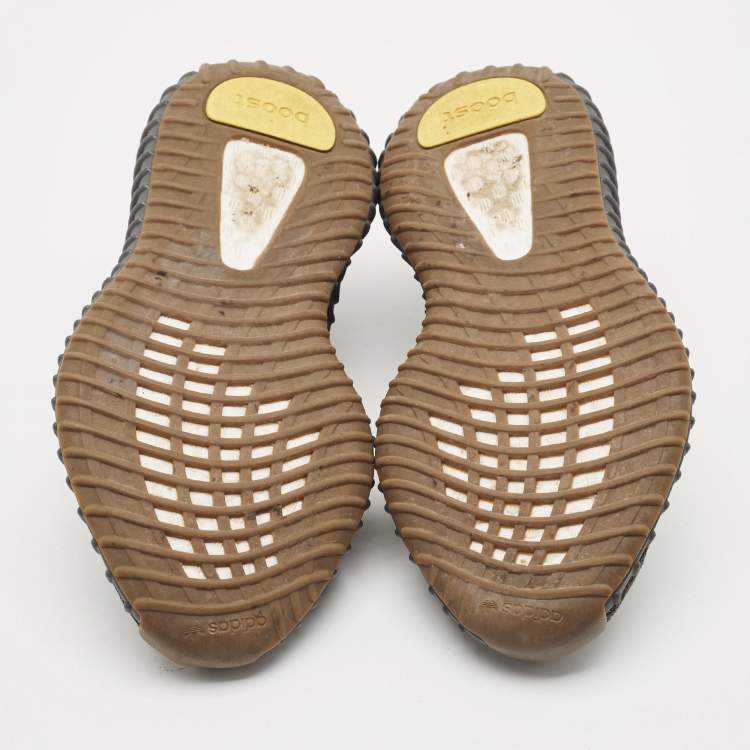 Pre Owned Yeezy x Adidas Boost 350 V2 Size 37.5 Dark Grey Knit Fabric Low Top Sneakers