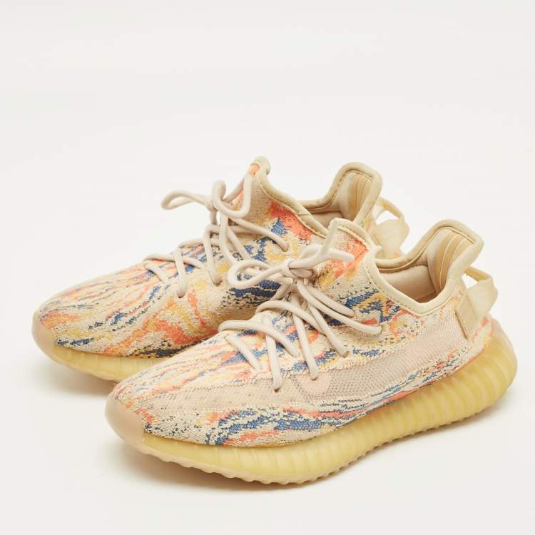 Pre Owned Yeezy x Adidas Boost 350 V2 Size 43.5 White Knit Fabric and Net Lace Up Sneakers