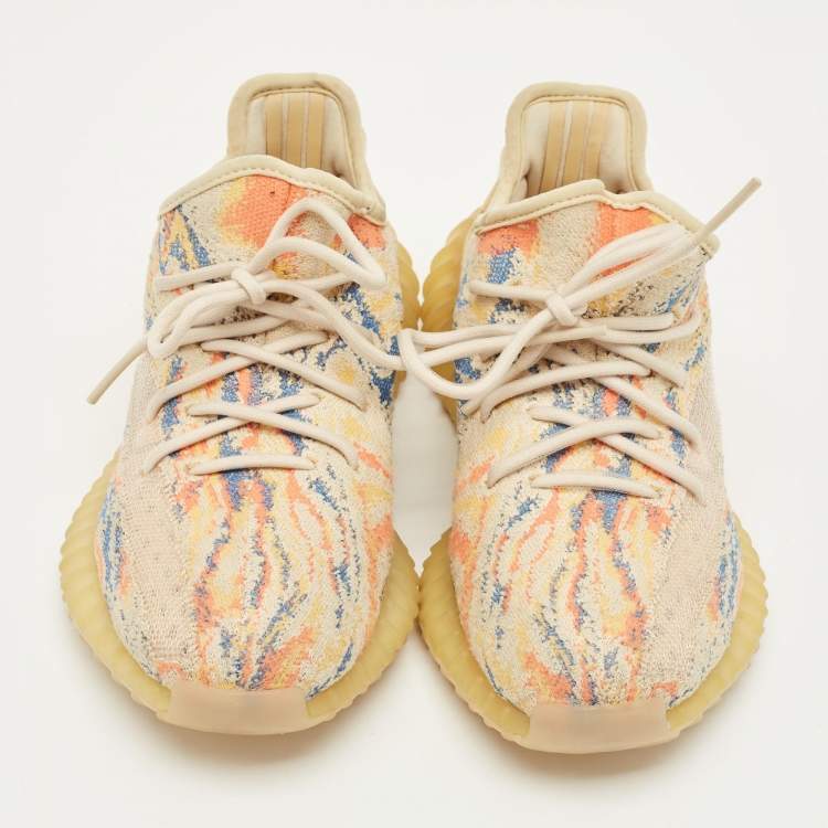 Pre Owned Yeezy x Adidas Boost 350 V2 Size 43.5 White Knit Fabric and Net Lace Up Sneakers