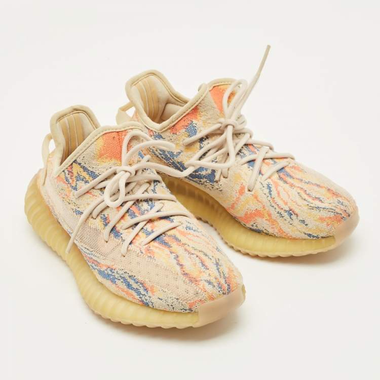 Pre Owned Yeezy x Adidas Boost 350 V2 Size 43.5 White Knit Fabric and Net Lace Up Sneakers