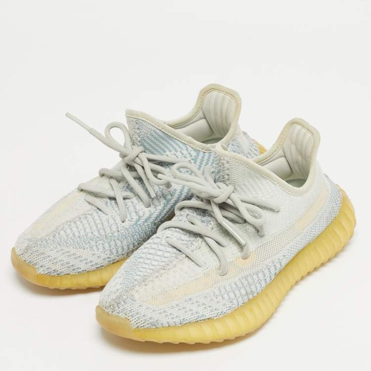 Pre Owned Yeezy x Adidas Boost 350 V2 Size 38 Blue Knit Fabric  Cloud White (Non-Reflective) Low Top Sneakers
