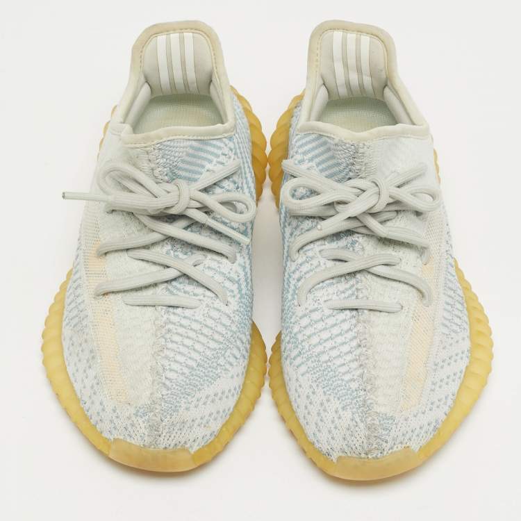 Pre Owned Yeezy x Adidas Boost 350 V2 Size 38 Blue Knit Fabric  Cloud White (Non-Reflective) Low Top Sneakers