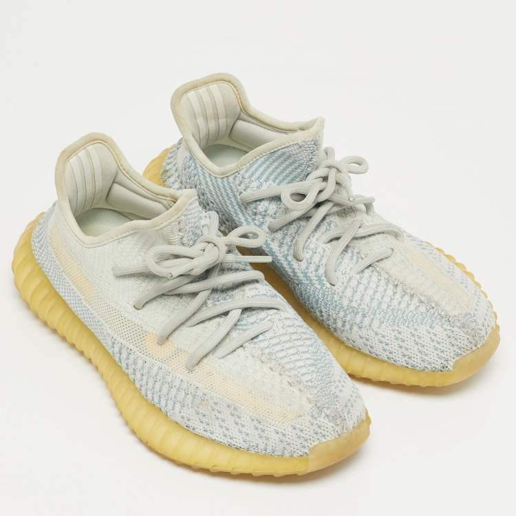 Pre Owned Yeezy x Adidas Boost 350 V2 Size 38 Blue Knit Fabric  Cloud White (Non-Reflective) Low Top Sneakers