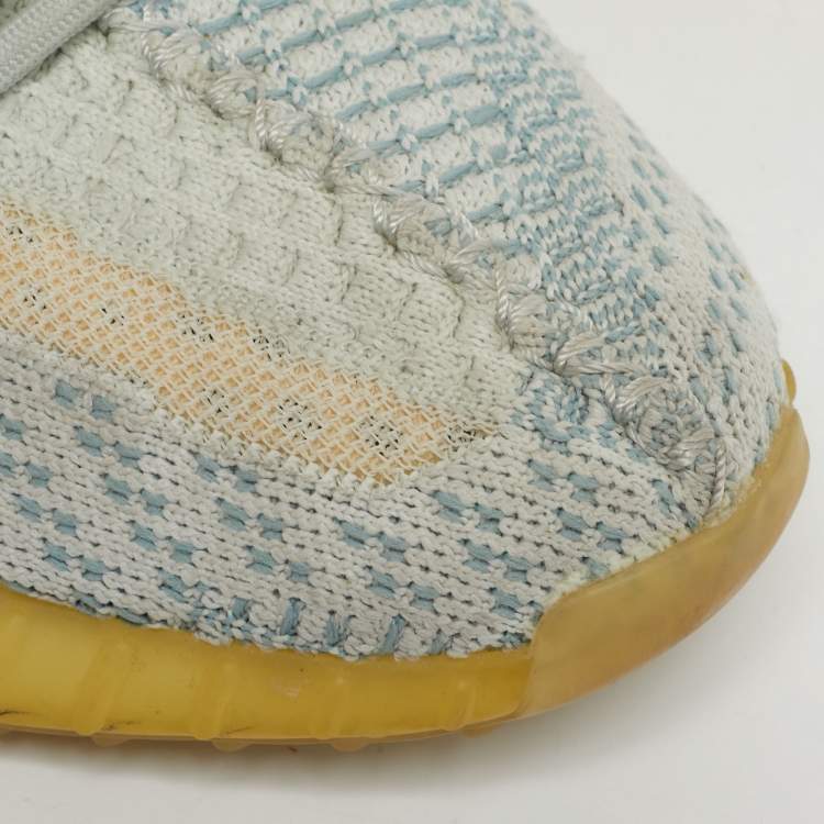 Pre Owned Yeezy x Adidas Boost 350 V2 Size 38 Blue Knit Fabric  Cloud White (Non-Reflective) Low Top Sneakers