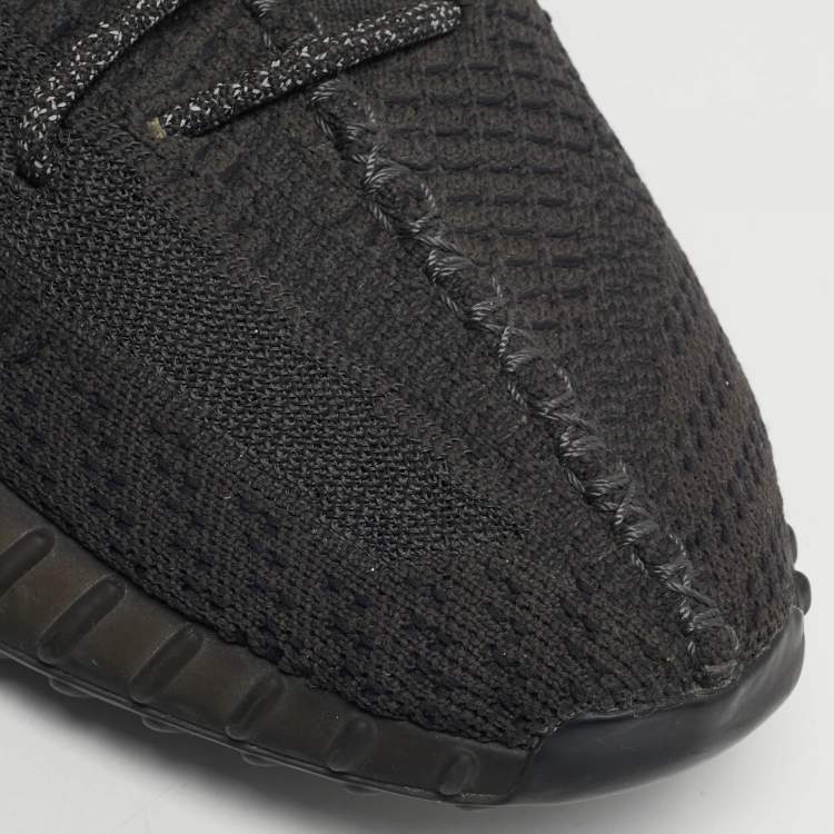 مملوكة مسبقًا Yeezy x Adidas Boost 350 V2 Static Reflective Size 42 Black Knit Fabric and Mesh Lace Up Sneakers