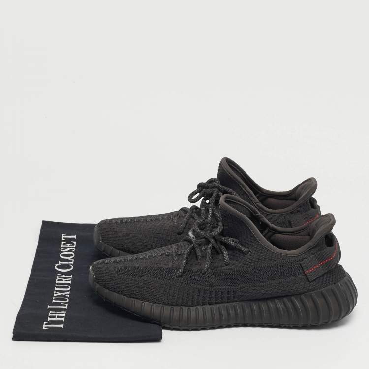 مملوكة مسبقًا Yeezy x Adidas Boost 350 V2 Static Reflective Size 42 Black Knit Fabric and Mesh Lace Up Sneakers