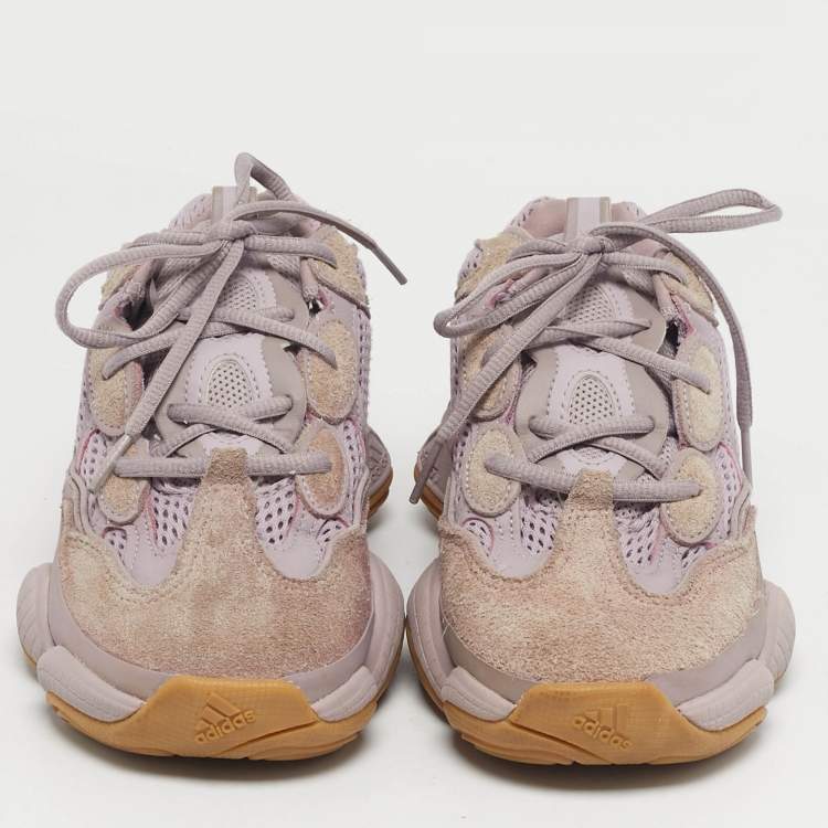 مملوكة مسبقًا Yeezy x Adidas 500 'Soft Vision Size 38 Purple Fabric and Suede Low Top Sneakers