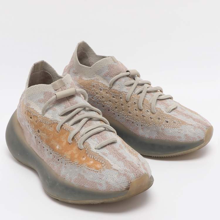 Pre Owned Yeezy x Adidas Boost 380 'Pepper' Size 38 Grey Knit Fabric Low Top Sneakers