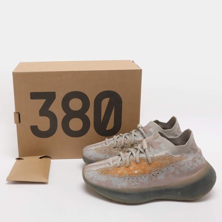 Pre Owned Yeezy x Adidas Boost 380 'Pepper' Size 38 Grey Knit Fabric Low Top Sneakers