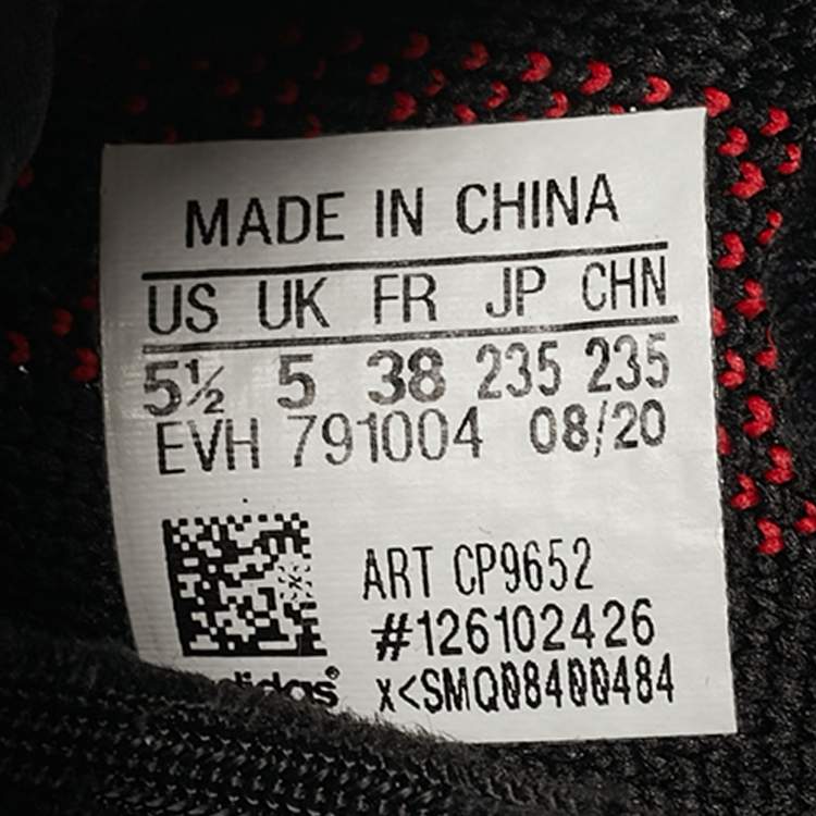 Pre Owned Yeezy x Adidas Boost 350 V2 Bred Size 38 Black Knit Fabric Lace Up Sneakers