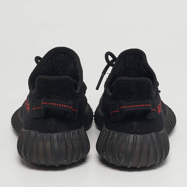Pre Owned Yeezy x Adidas Boost 350 V2 Bred Size 38 Black Knit Fabric Lace Up Sneakers