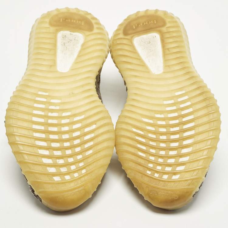 Pre Owned Yeezy x Adidas Boost 350 V2 Zyon Size 39 1/3 Beige/Brown Knit Fabric Low Top Sneakers