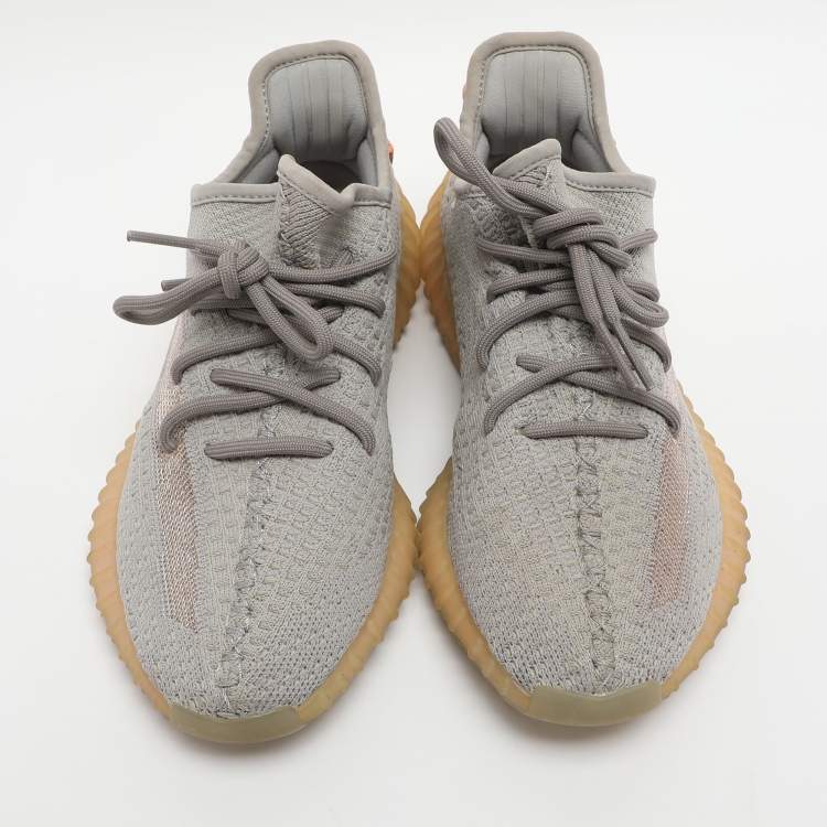 Pre Owned Yeezy x Adidas Boost 350 V2 True Form Size 38 Grey Knit Fabric Low Top Sneakers