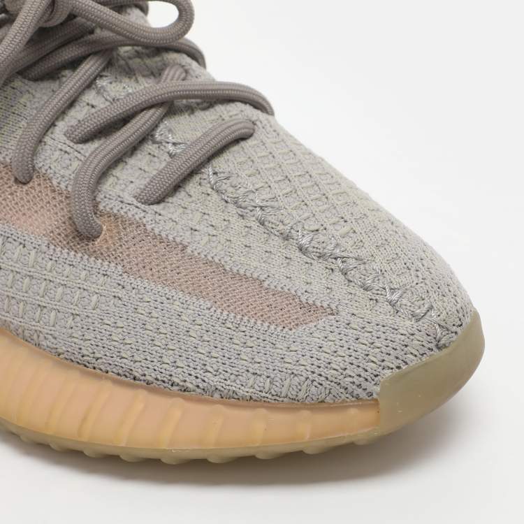 Pre Owned Yeezy x Adidas Boost 350 V2 True Form Size 38 Grey Knit Fabric Low Top Sneakers