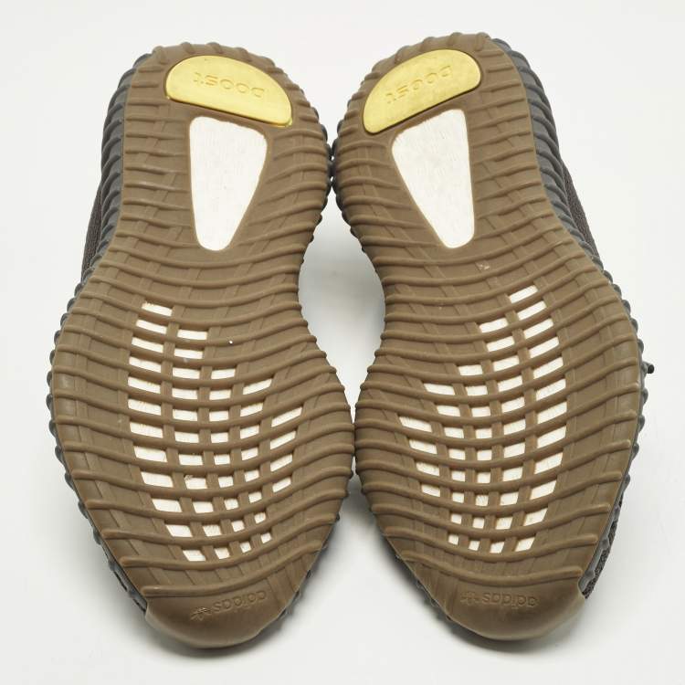 Pre Owned Yeezy x Adidas Boost 350 V2 Size 38 Grey Knit Fabric Cinder Low Top Sneakers