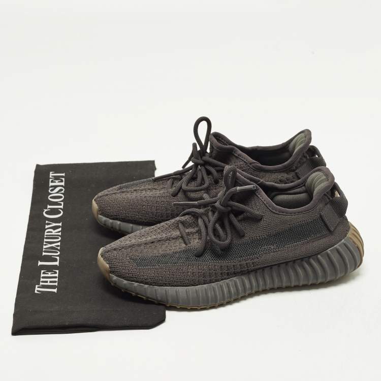 Pre Owned Yeezy x Adidas Boost 350 V2 Size 38 Grey Knit Fabric Cinder Low Top Sneakers