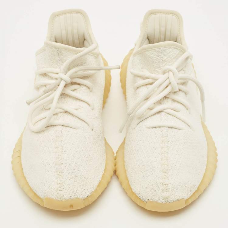 Pre Owned Yeezy x Adidas Boost 350 V2 Triple Size 39.5 White Knit Fabric Low Top Sneakers