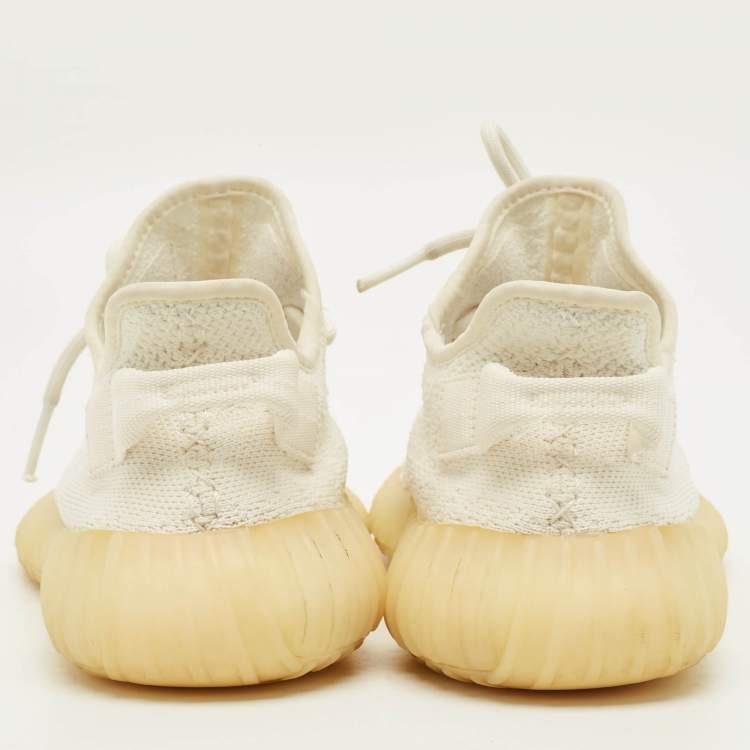 Pre Owned Yeezy x Adidas Boost 350 V2 Triple Size 39.5 White Knit Fabric Low Top Sneakers