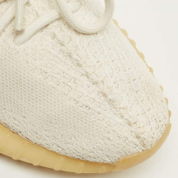 Pre Owned Yeezy x Adidas Boost 350 V2 Triple Size 39.5 White Knit Fabric Low Top Sneakers