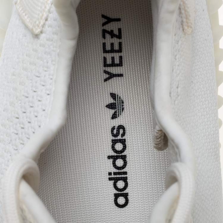 مملوكة مسبقًا Adidas Yeezy White/Cream Cotton Knit Boost 350 V2 Sneakers Size 39