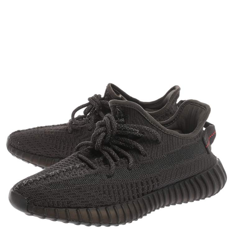 مملوكة مسبقًا Yeezy x Adidas Black Cotton Knit Boost 350 V2 Static Non Reflective Sneakers Size 38.5