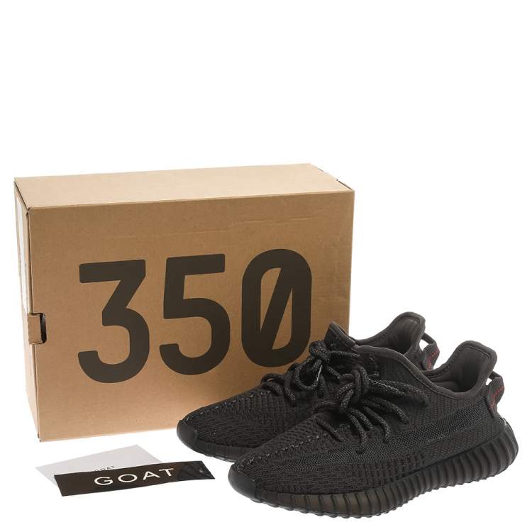 مملوكة مسبقًا Yeezy x Adidas Black Cotton Knit Boost 350 V2 Static Non Reflective Sneakers Size 38.5