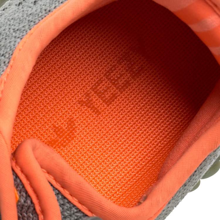 مملوكة مسبقًا Yeezy x Adidas Grey/Green Knit Fabric Boost 350 V2 Desert Sage Reflective Sneakers Size 35.5