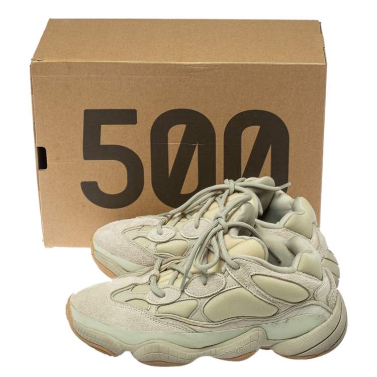 Pre Owned Yeezy x Adidas Green Leather And Fabric 500 Stone Sneakers Size 40