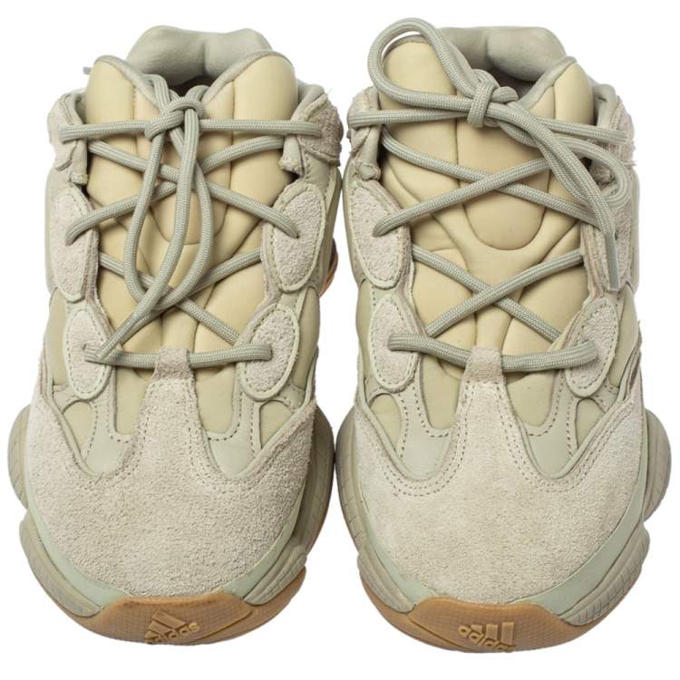 Pre Owned Yeezy x Adidas Green Leather And Fabric 500 Stone Sneakers Size 40