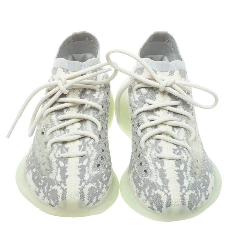 Pre Owned Yeezy x adidas Grey/White Cotton Knit Boost 380 Alien Sneakers Size 38