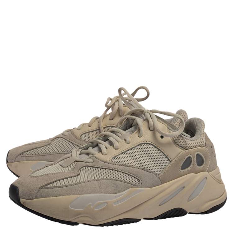 Pre Owned Yeezy x Adidas White Leather, Suede And Mesh Boost 700 Analog Sneakers Size 44