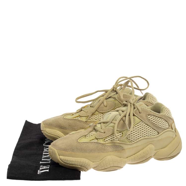 Pre Owned Yeezy x Adidas Lime Green Leather And Fabric 500 Stone Sneakers Size 36.5