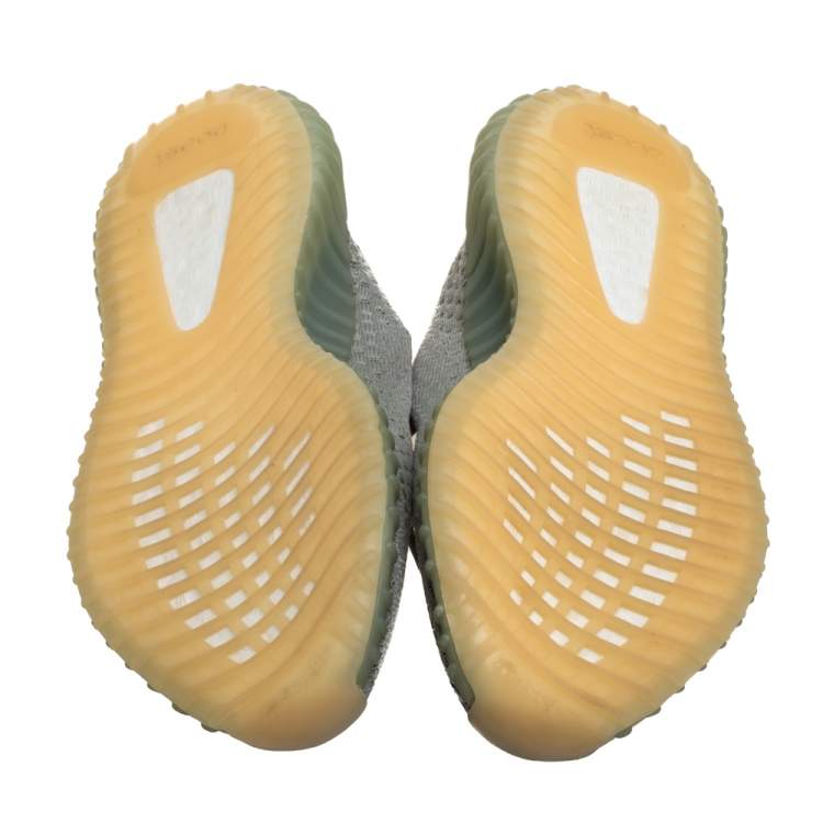 Pre Owned Yeezy x Adidas Green/Grey Cotton Knit Fabric Boost 350 V2 Desert Sage Sneakers Size 37 1/3
