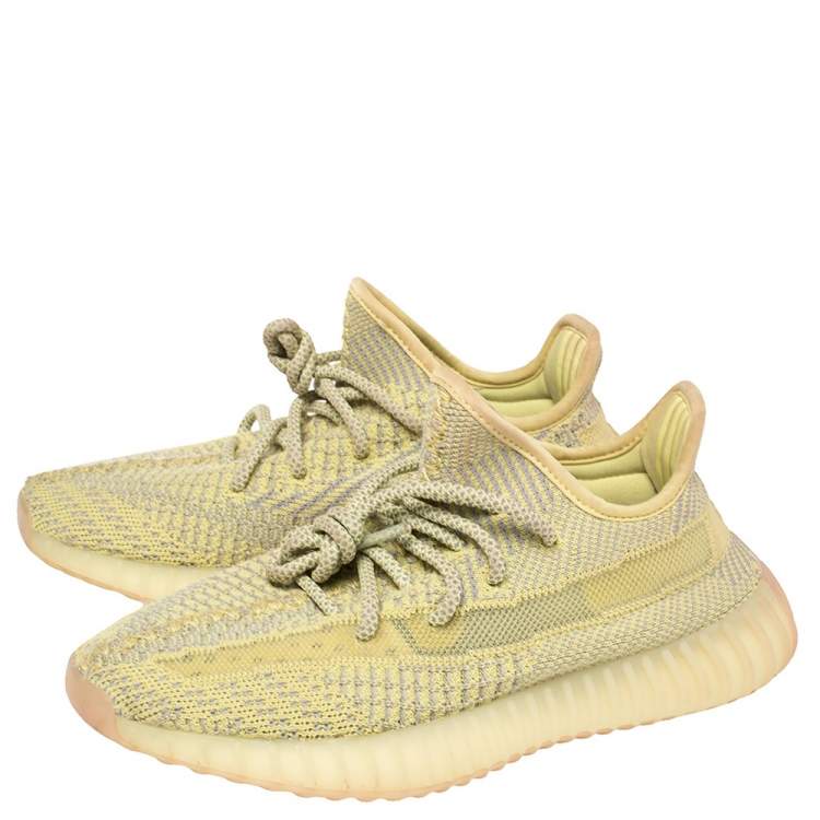 Pre Owned Yeezy x Adidas Yellow Cotton Knit Boost 350 V2 'Antlia' Sneakers Size 37.5