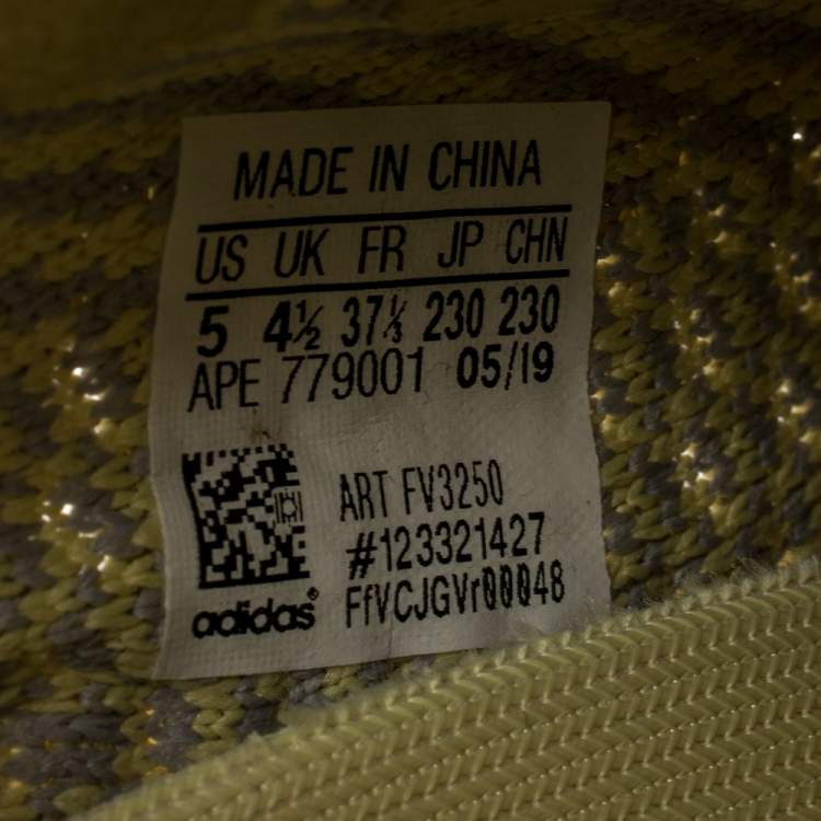 Pre Owned Yeezy x Adidas Yellow Cotton Knit Boost 350 V2 'Antlia' Sneakers Size 37.5