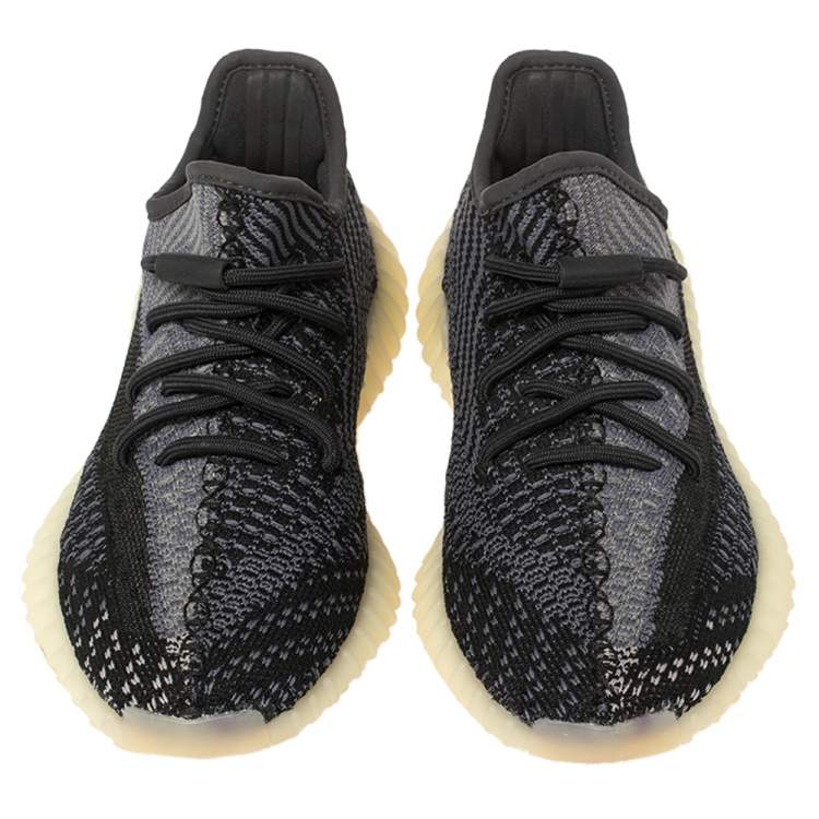 Pre Owned Yeezy x Adidas Black/Grey Cotton Knit Boost 350 V2 Carbon Sneakers Size 36.5
