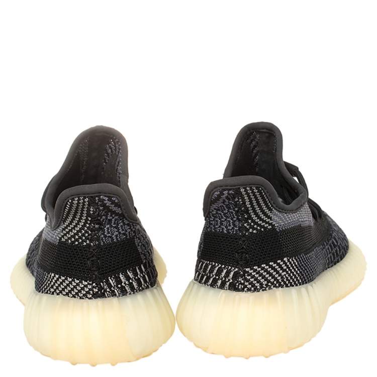 Pre Owned Yeezy x Adidas Black/Grey Cotton Knit Boost 350 V2 Carbon Sneakers Size 36.5