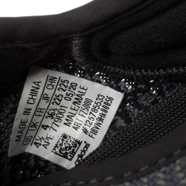 Pre Owned Yeezy x Adidas Black/Grey Cotton Knit Boost 350 V2 Carbon Sneakers Size 36.5