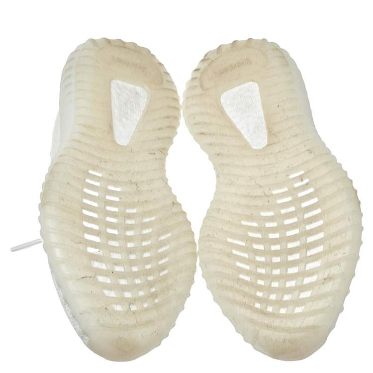 Pre Owned Yeezy x Adidas Cotton Knit Boost 350 V2 Triple White Sneakers Size 39 1/3
