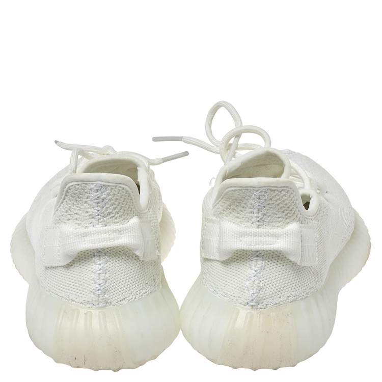 Pre Owned Yeezy x Adidas Cotton Knit Boost 350 V2 Triple White Sneakers Size 39 1/3