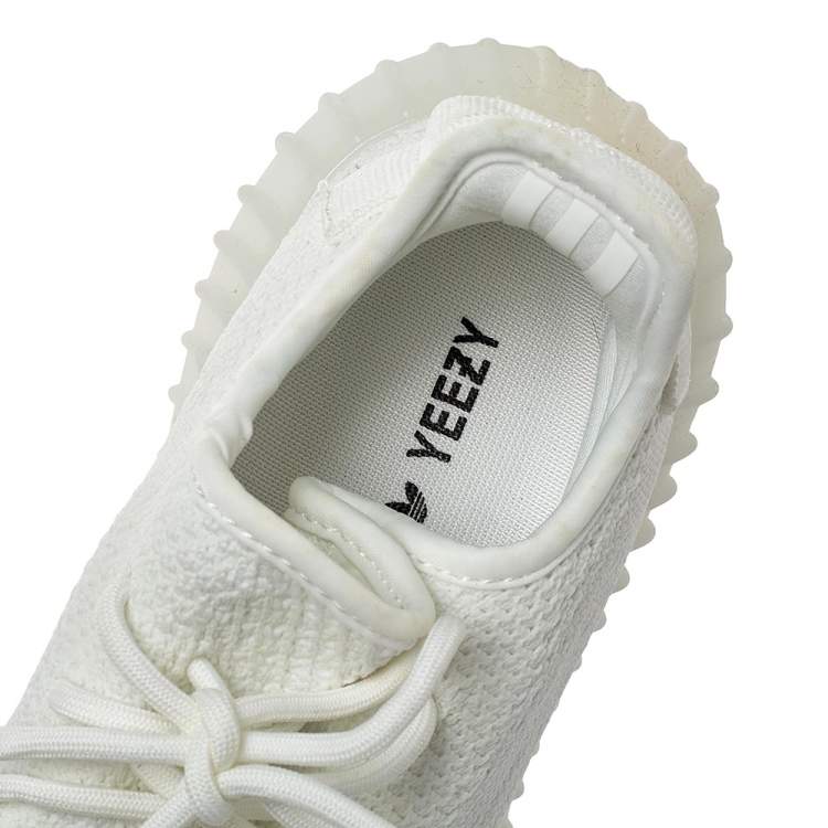 Pre Owned Yeezy x Adidas Cotton Knit Boost 350 V2 Triple White Sneakers Size 39 1/3