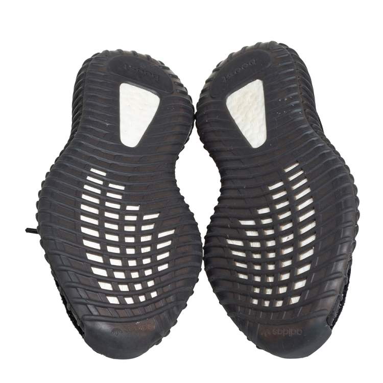 Pre Owned Yeezy x adidas Core Black/White Knit Fabric Boost 350 V2 Sneakers Size 38 2/3