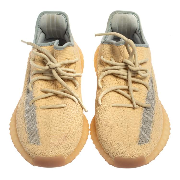Pre Owned  Yeezy x Adidas Beige Cotton Knit Boost 350 V2 Sneakers Size 40.5