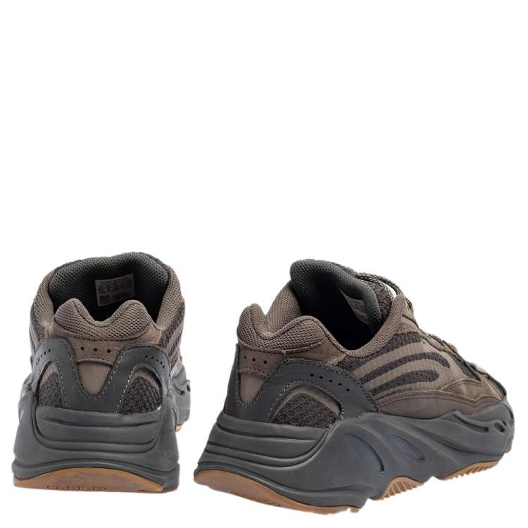 Pre Owned Yeezy x Adidas Grey Nubuck and Leather Boost 700 V2 Geode Sneakers Size 42