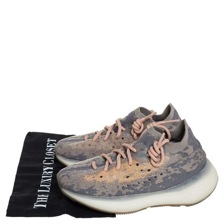 Pre Owned Yeezy x adidas Grey Knit Fabric Boost 380 Mist Reflective Low Top Sneakers Size 37 1/3
